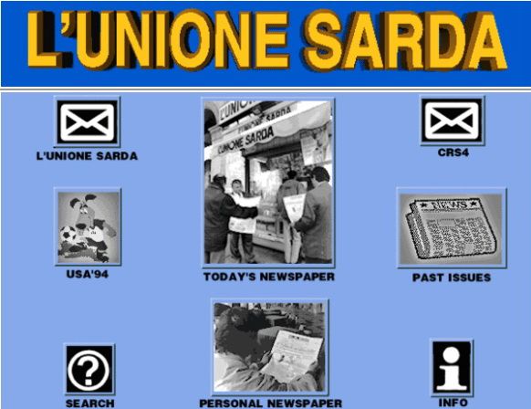 Figura 3 La prima homepage dell'Unione Sarda on-line.