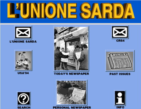 Fig. 1. Homepage del sito dell’Unione Sarda nel 1994.