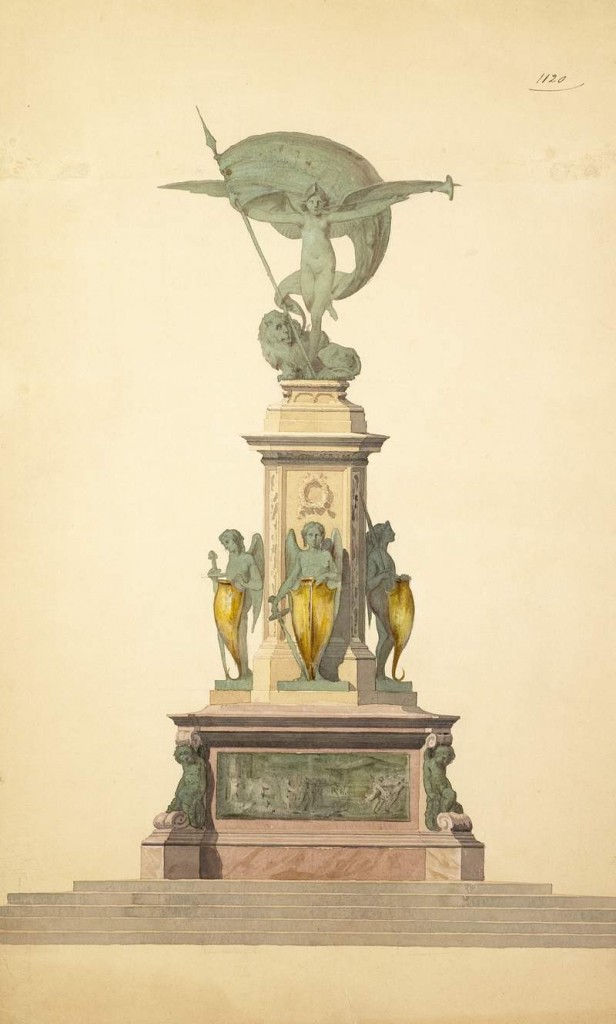 fig. 2 Cincinnato Baruzzi, Progetto per monumento civile allegorico