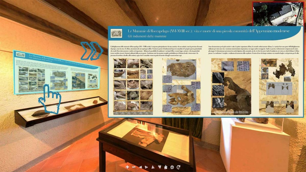 Foto 6. Roccapelago (MO), Tour Virtuale con informazioni sugli oggetti e sulle vesti esposte nel museo.