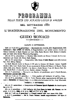 “Programma manifestazioni a Guido Monaco”, Arezzo, 1882.