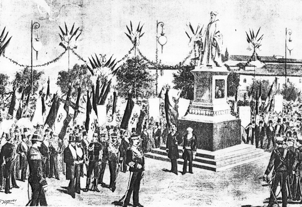 “Il re inaugura il monumento a Guido Monaco, Arezzo, 1882.