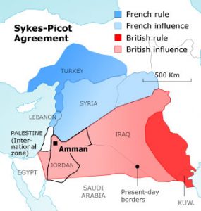 [FOTO: “Cartina degli accordi Sykes- Picot”